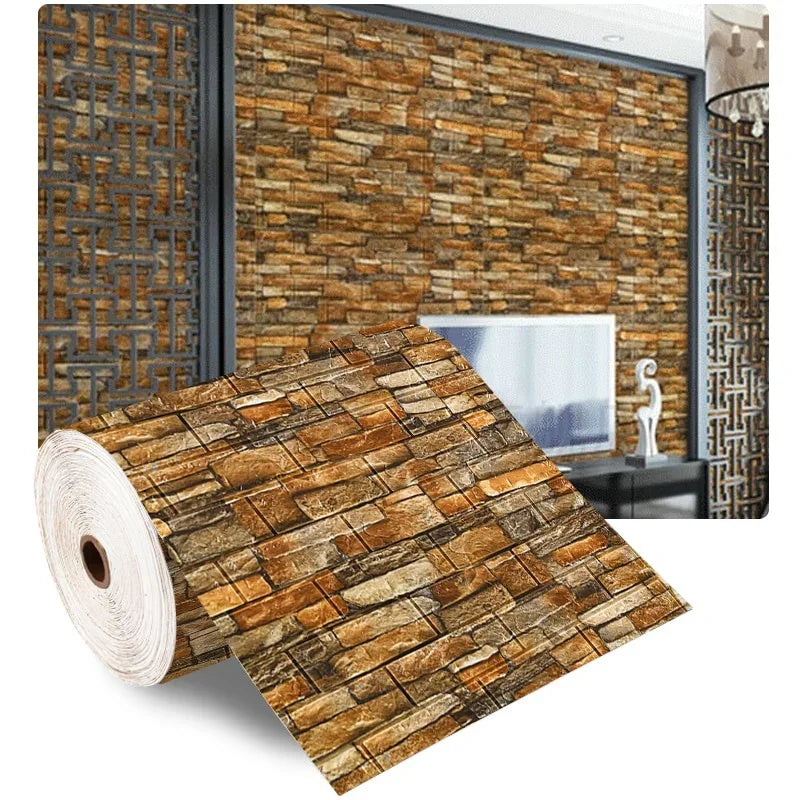 3D Foam Brick Wall Panels – Peel-and-Stick Accent Wallpaper for Living Room, Bedroom, or TV Area