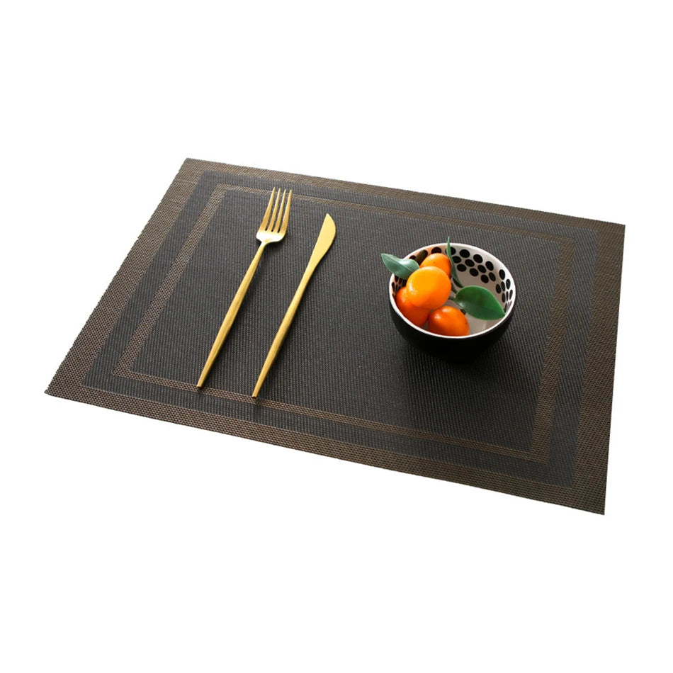 Bamboo-Pattern PVC Placemats – Washable Table Mats for Dining