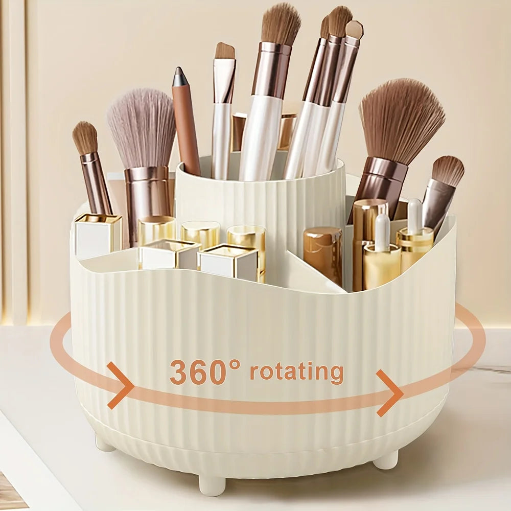 Rotating Makeup Organizer with Compartments for Vanity or Desk