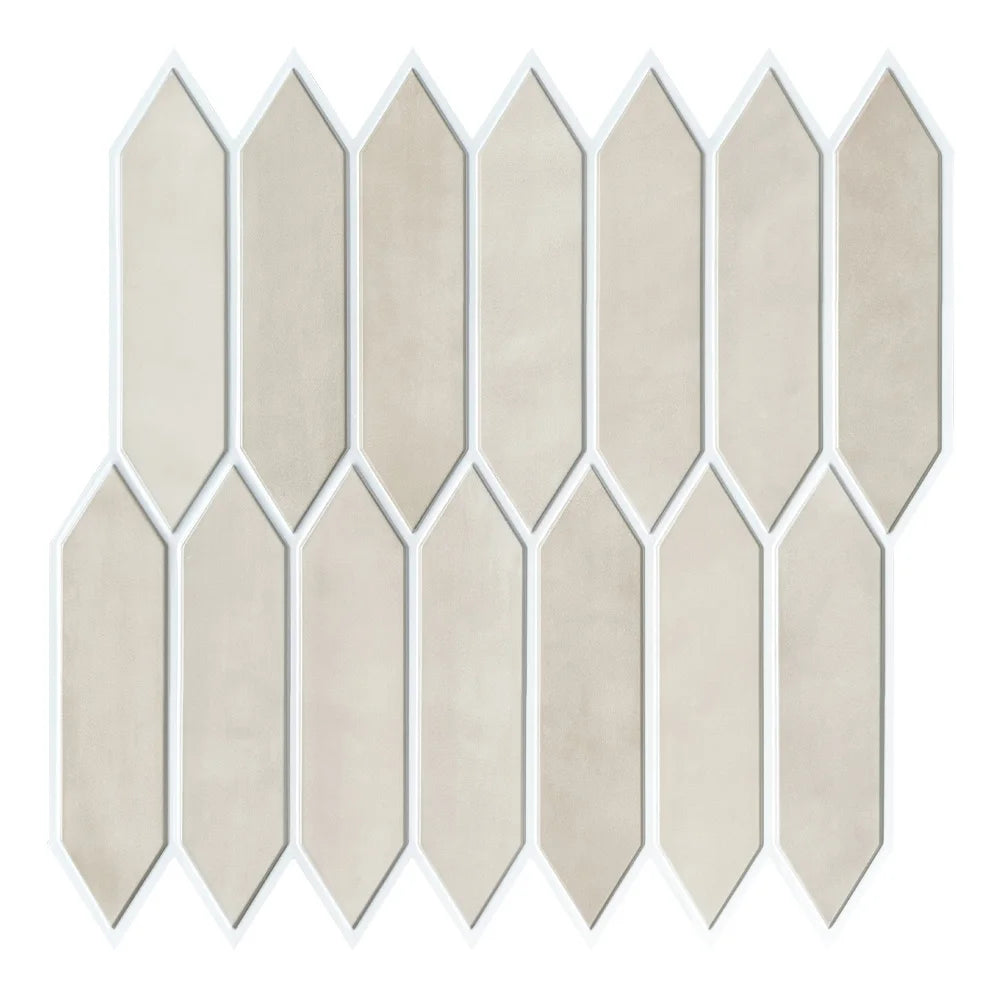 beige geometric 3D peel and stick wall panel tile sheet