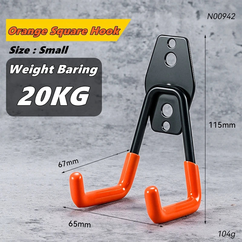 Wall-Mounted Metal Utility Hooks for Garage & Tool Storage
