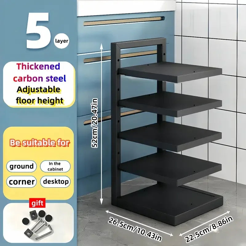 Adjustable Steel Pot and Pan Rack for Cabinets or Countertops