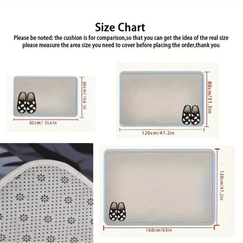 size chart for rectangular doormats showing comparative dimensions