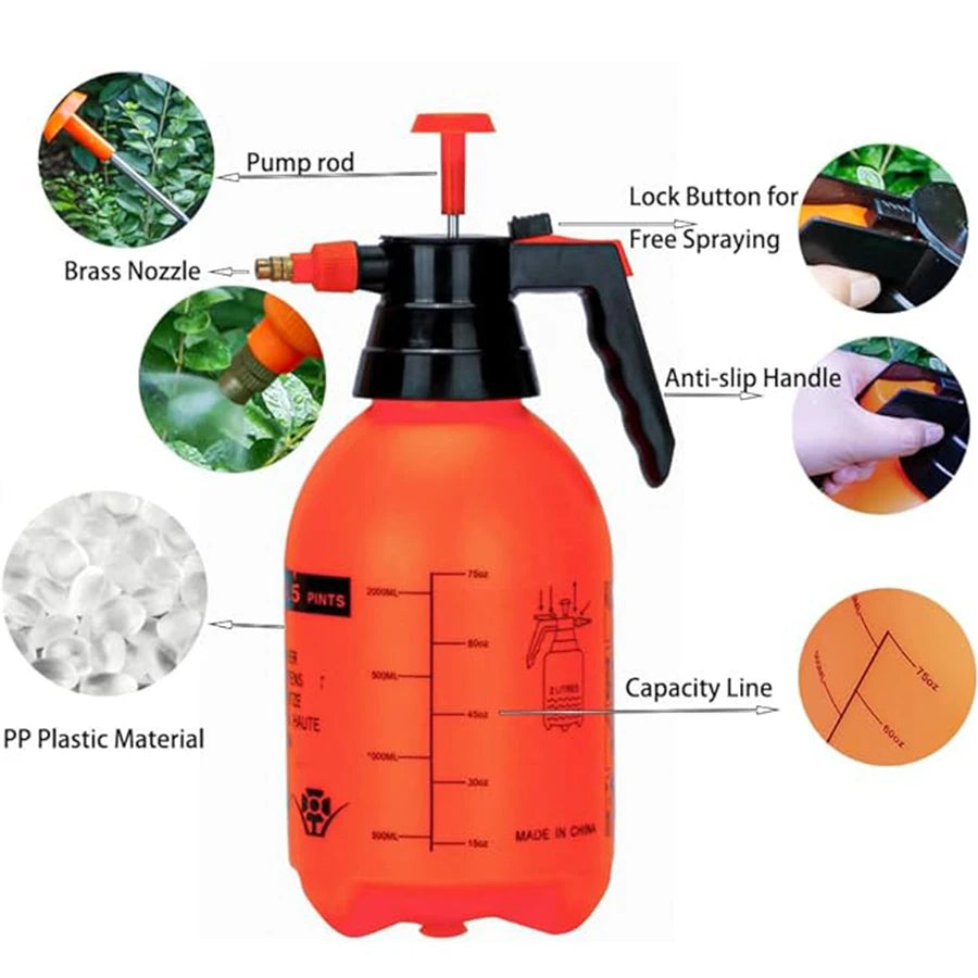 2L Adjustable Spray Bottle Watering Can for Indoor & Outdoor Plants
