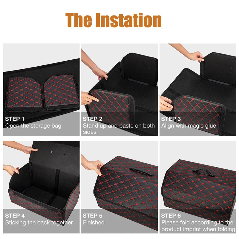 Quilted Folding Car Trunk Organizer with Handle
