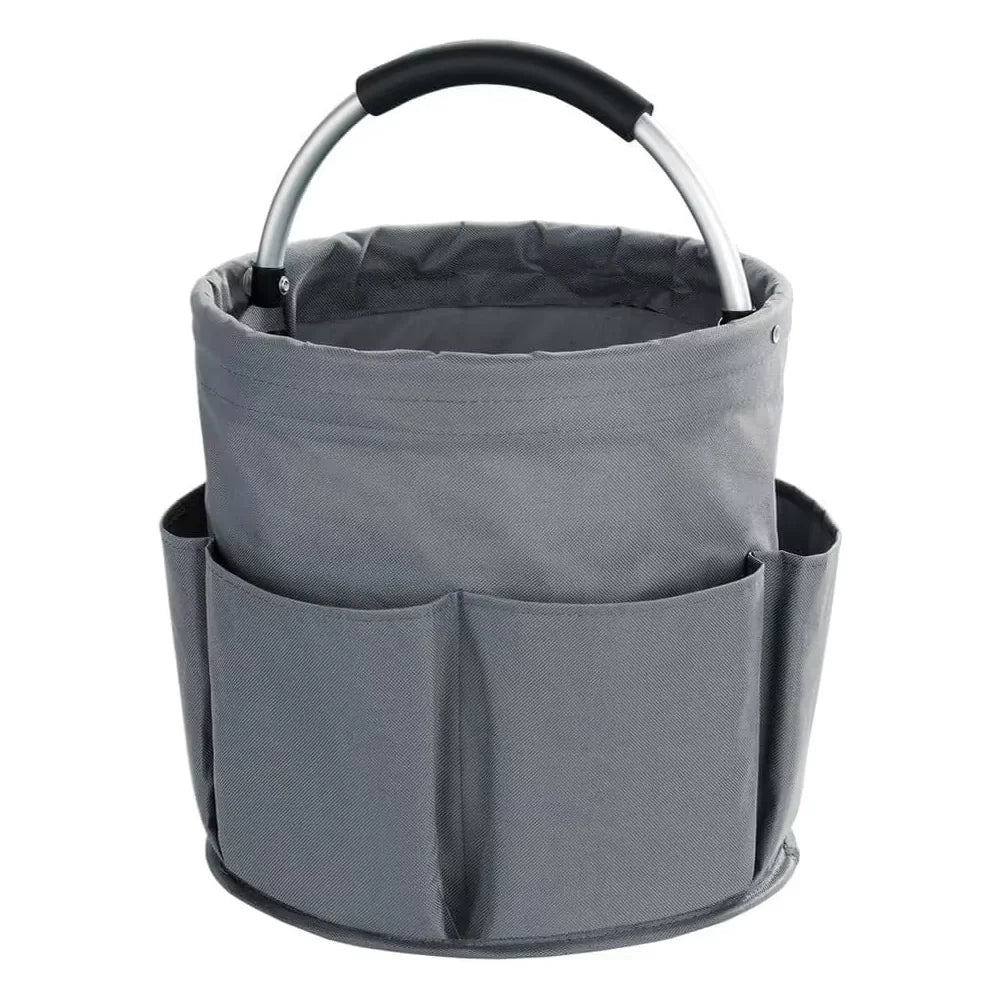 17L Foldable Cleaning Caddy with Handle & Exterior Pockets for Home, Laundry, Car, or Tools