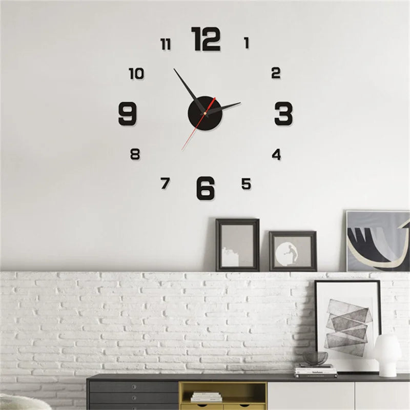 Frameless 3D Modern Wall Clock Sticker, 40cm – Acrylic, Customizable Layout