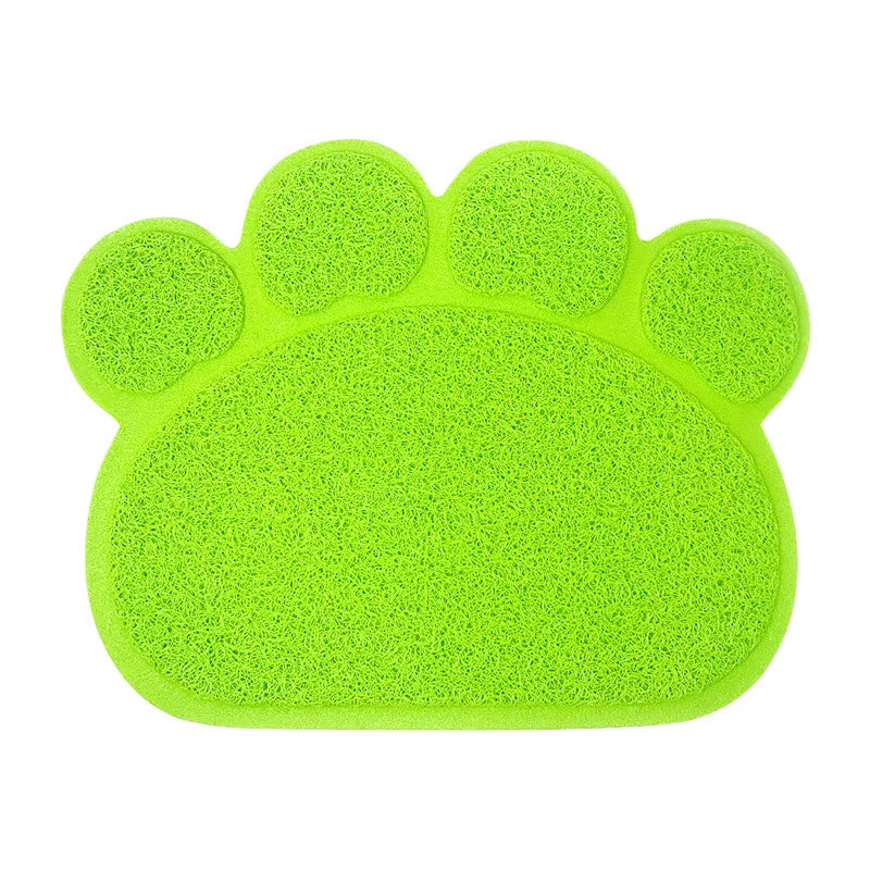 Paw Print Cat Litter Mat – Colorful Non-Slip PVC Floor Protector for Litter Box & Pet Feeding Area