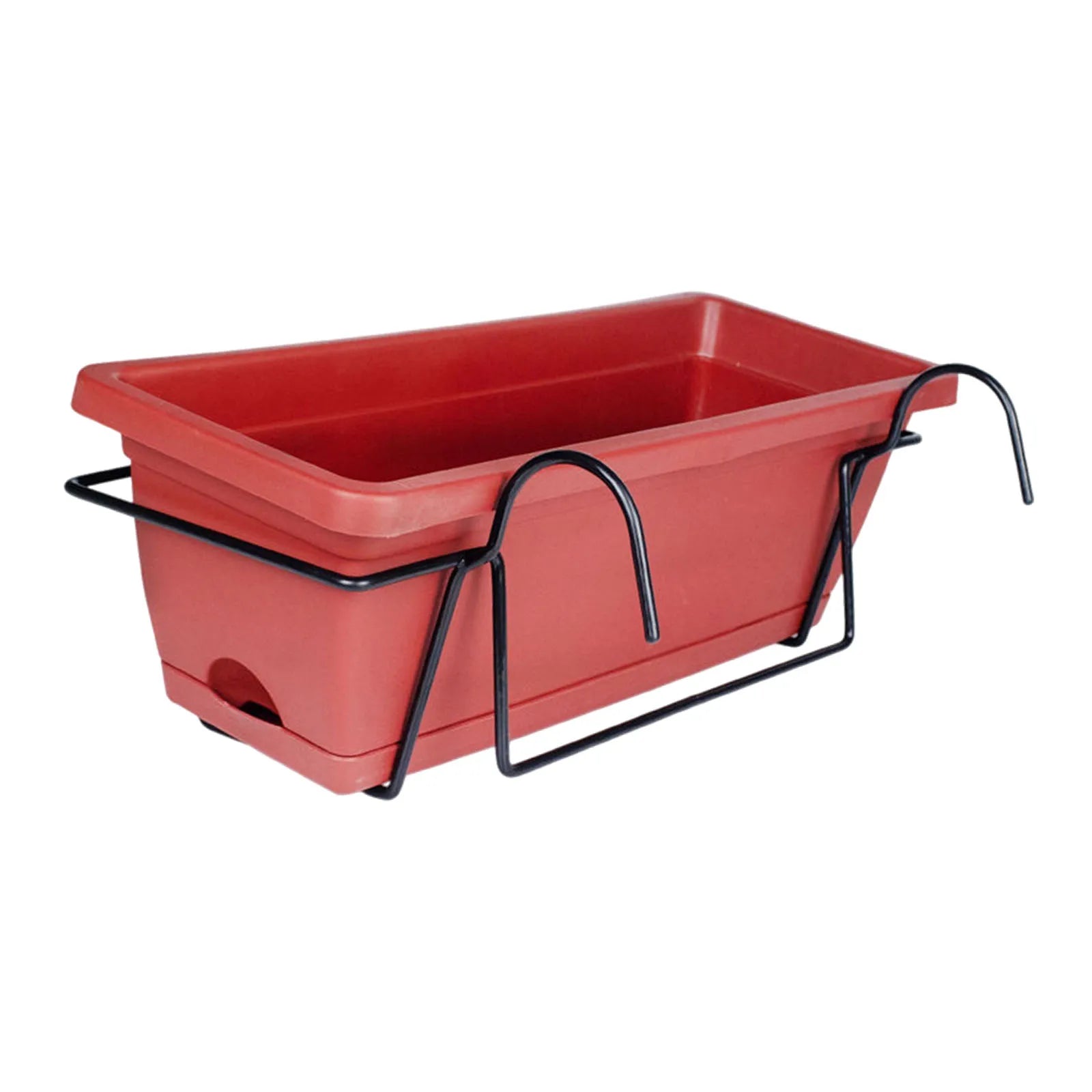 Balcony Railing Planter Box with Drainage Tray and Hanging Rack