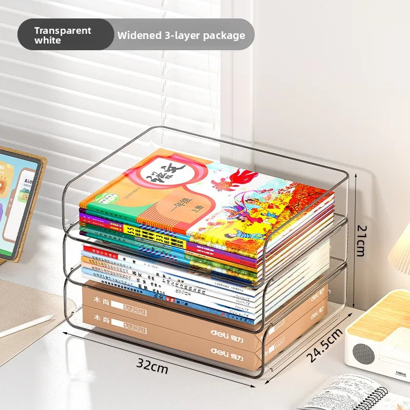Stackable Clear Desktop Document Tray, A4 Size Metal Organizer