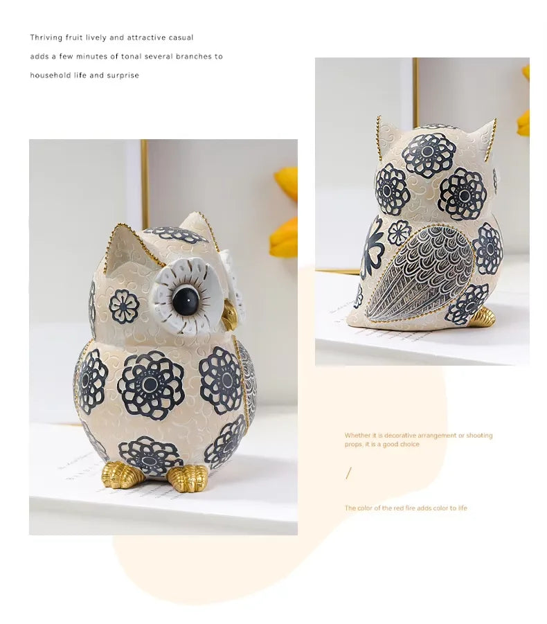 Arden Whimsical Owl Resin Sculpture for Bookshelf & Tabletop Decor