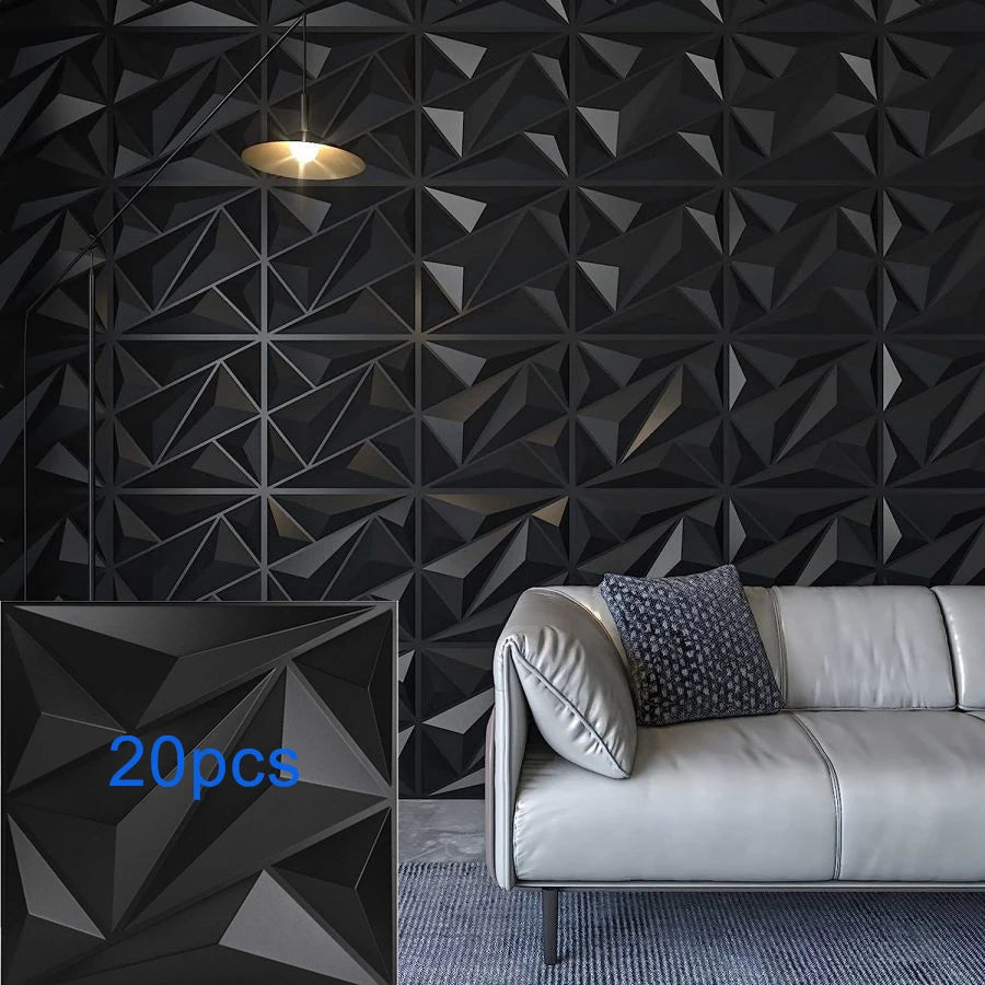 3D Textured PVC Wall Panels – 12 or 20 Square Tiles for Modern Accent Walls, Living Room & Bedroom