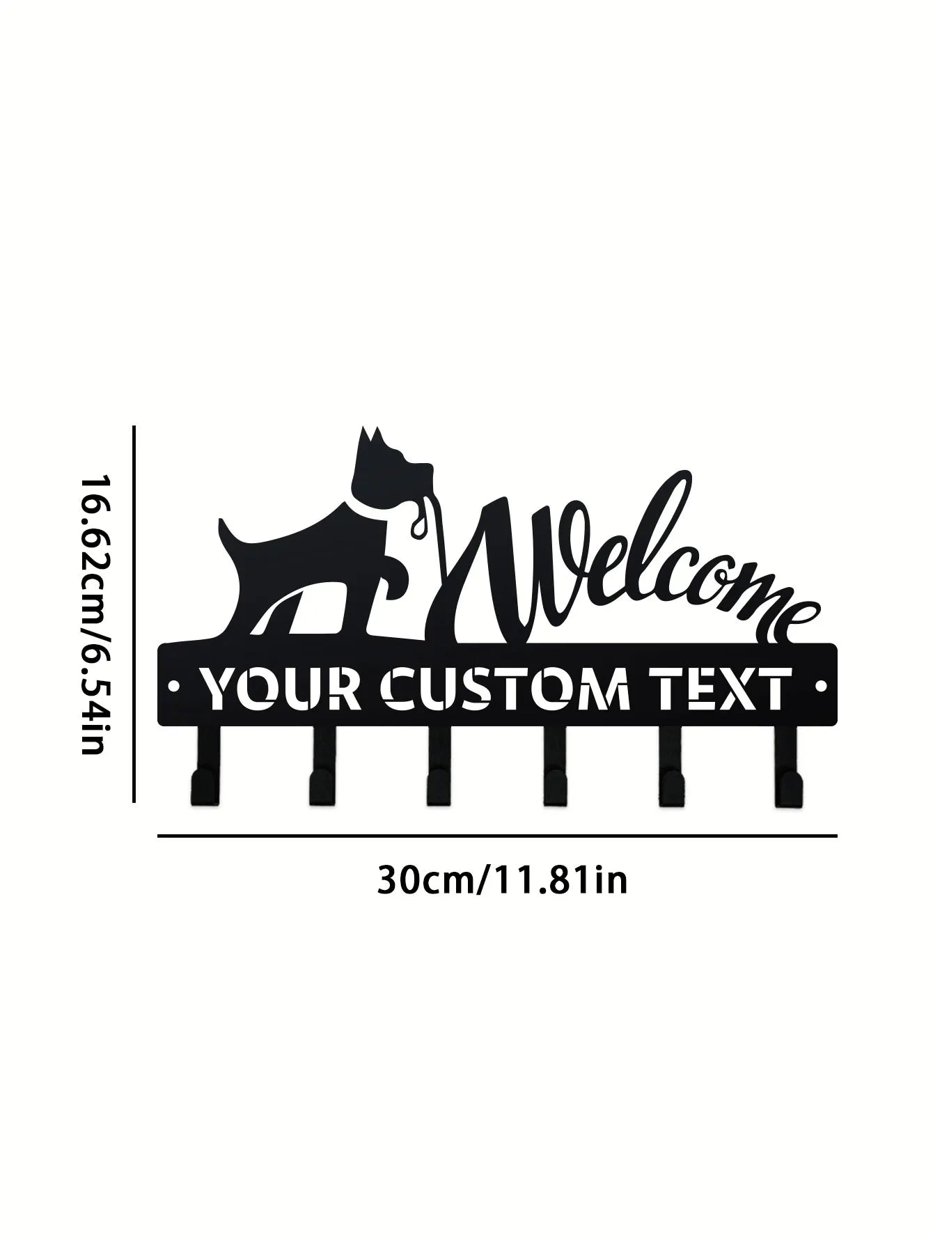 Customizable Metal Dog Leash & Key Holder Wall Rack