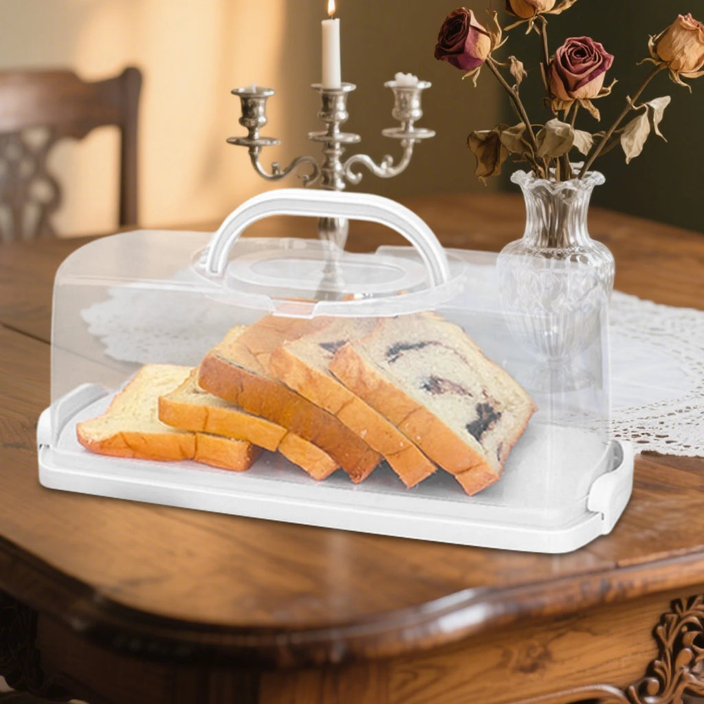 Rectangular Bread Box with Handle and Clear Lid