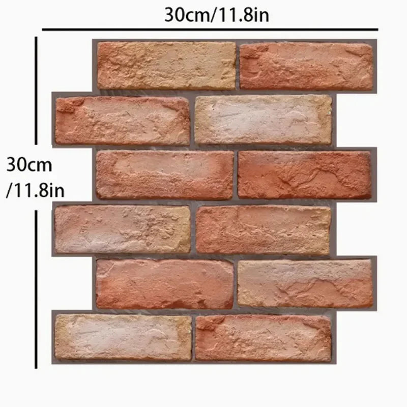 3D Brick-Pattern Self-Adhesive Wall Panels, Set of 10