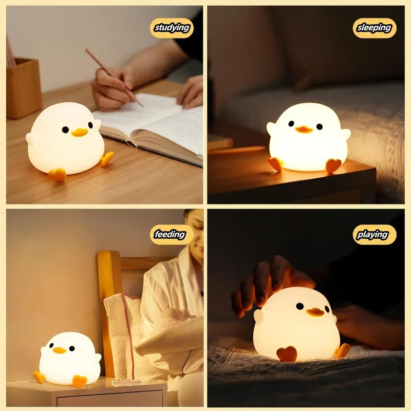 Doudou Duck Silicone Night Light – Touch Rechargeable Bedside Lamp