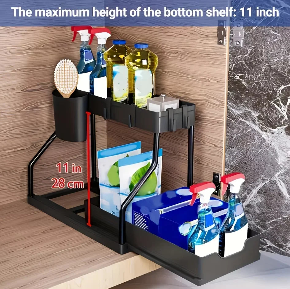 2-Tier Under Sink Organizer Drawer for Kitchen and Bathroom