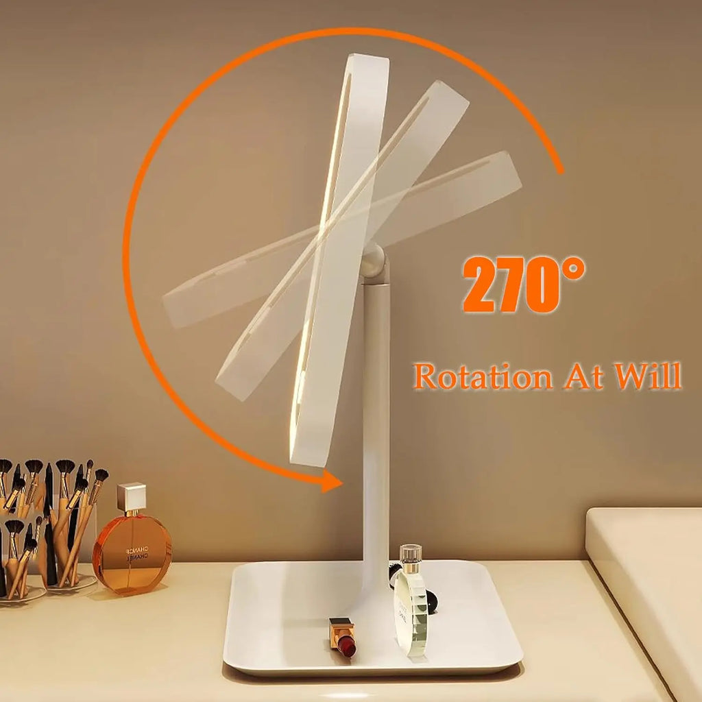 Side view showing 270 degree rotation feature of makeup mirror