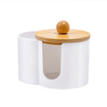 Divided Cotton Pad & Swab Organizer with Lid for Bathroom Counters