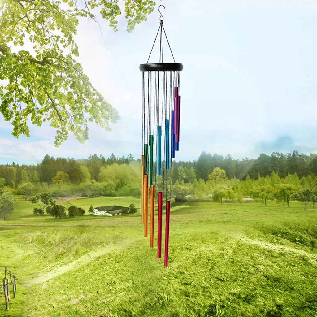 Colorful 12-Tube Wind Chime for Garden or Porch Relaxation