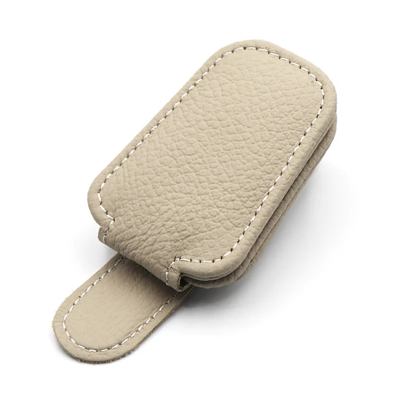 PU Leather Car Visor Glasses Holder Clip