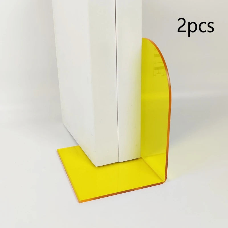 2-Piece Colorful Acrylic Bookend Set for Desk, Shelf or Countertop Organization