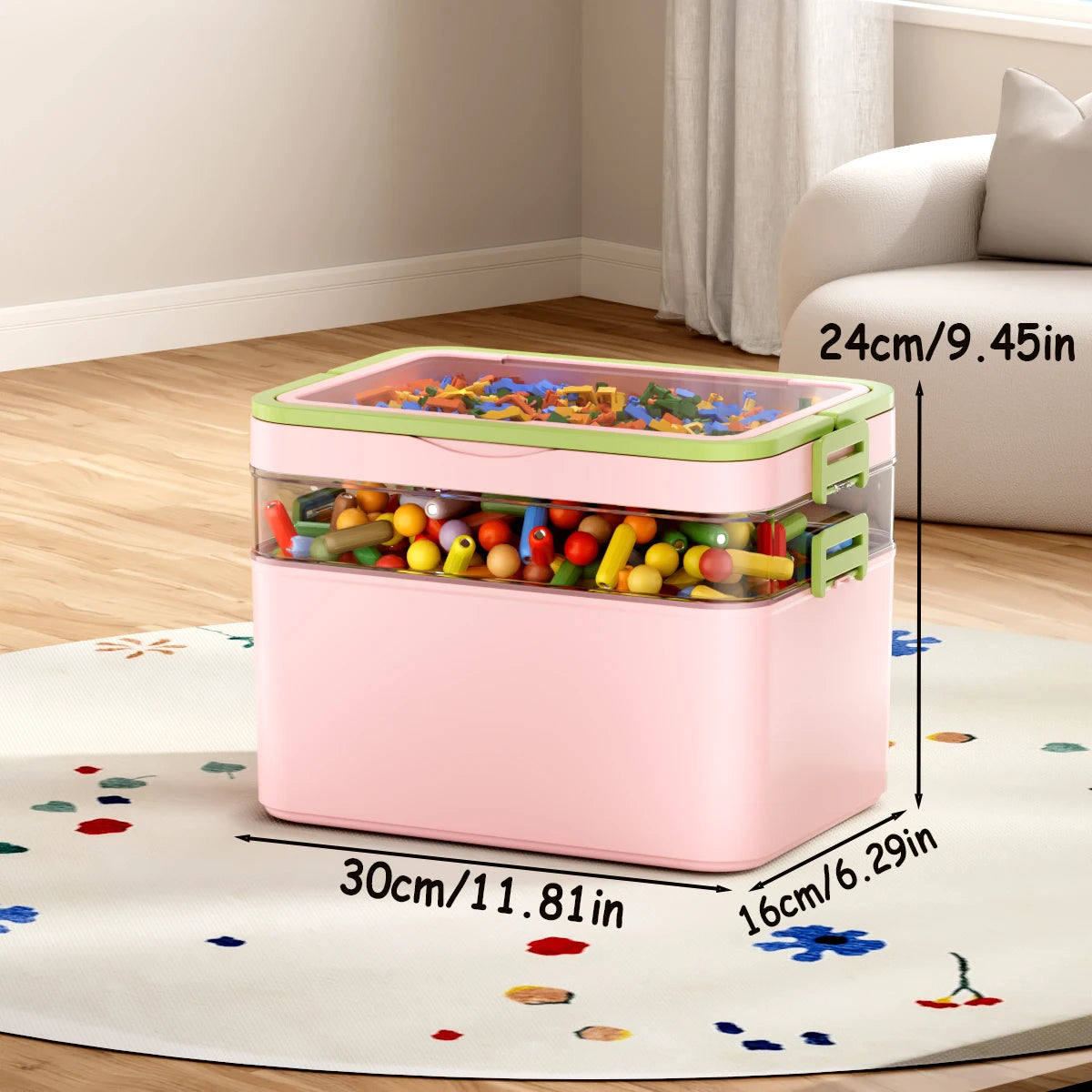 Stackable Multi-Layer Storage Box with Handle for Toys & Home Organization