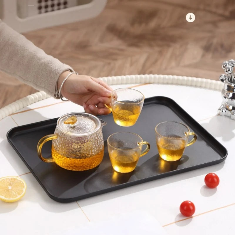 Non-Slip Black Rectangular Serving Tray in Multiple Sizes — BPA-Free Plastic for Kitchen, Coffee Table & Entryway Organization