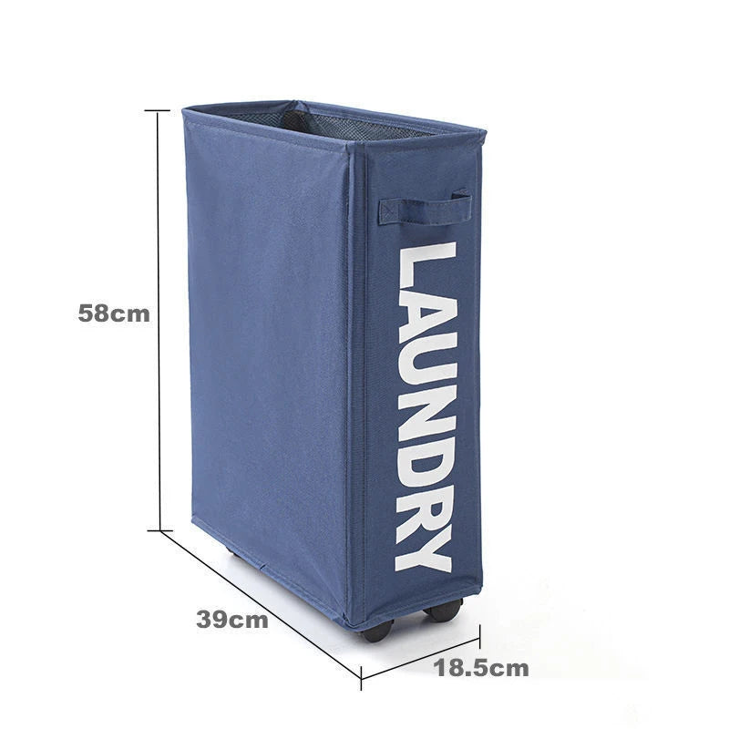 Slim Rolling Laundry Basket with Handles – Oxford Cloth