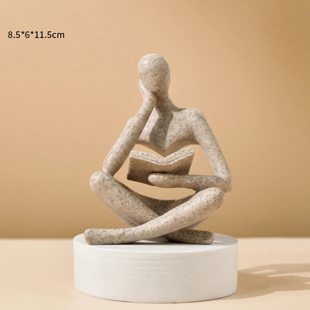 Abstract Reader Resin Sculpture for Bookshelf or Coffee Table