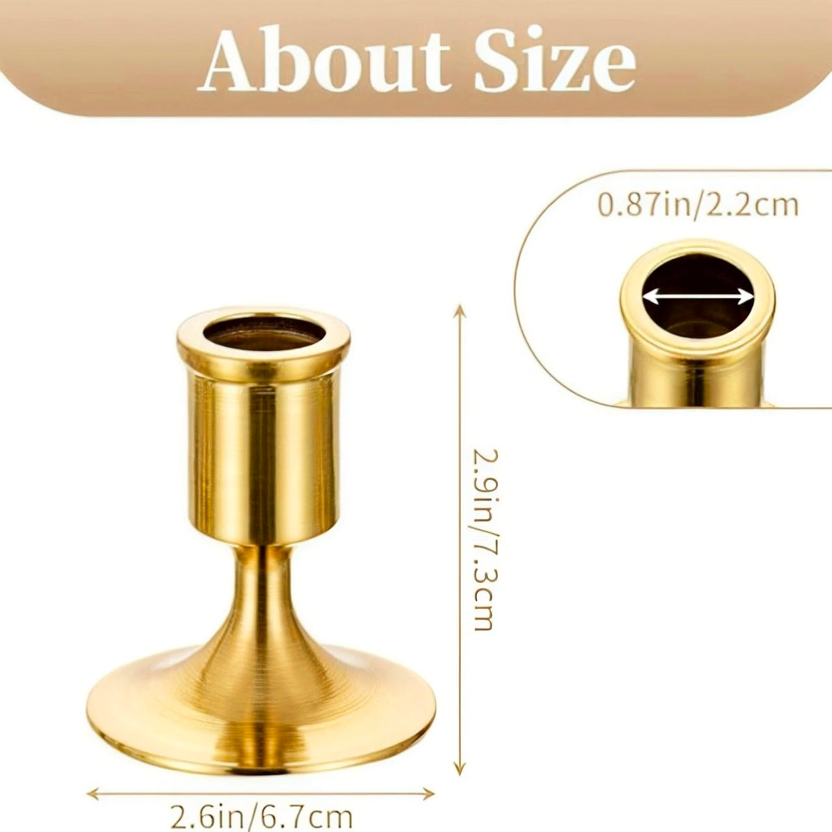 Marlow Brushed Metal Taper Candle Holders with Velvet Pad for Dining Table & Cozy Home Decor – Gold or Black