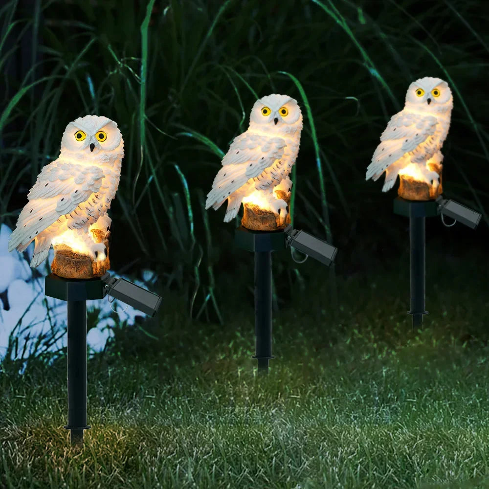 Snowy Owl Solar Garden Light – Animal Outdoor Decorative Lamp