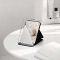 Foldable PU Leather Desktop Makeup Mirror – Black