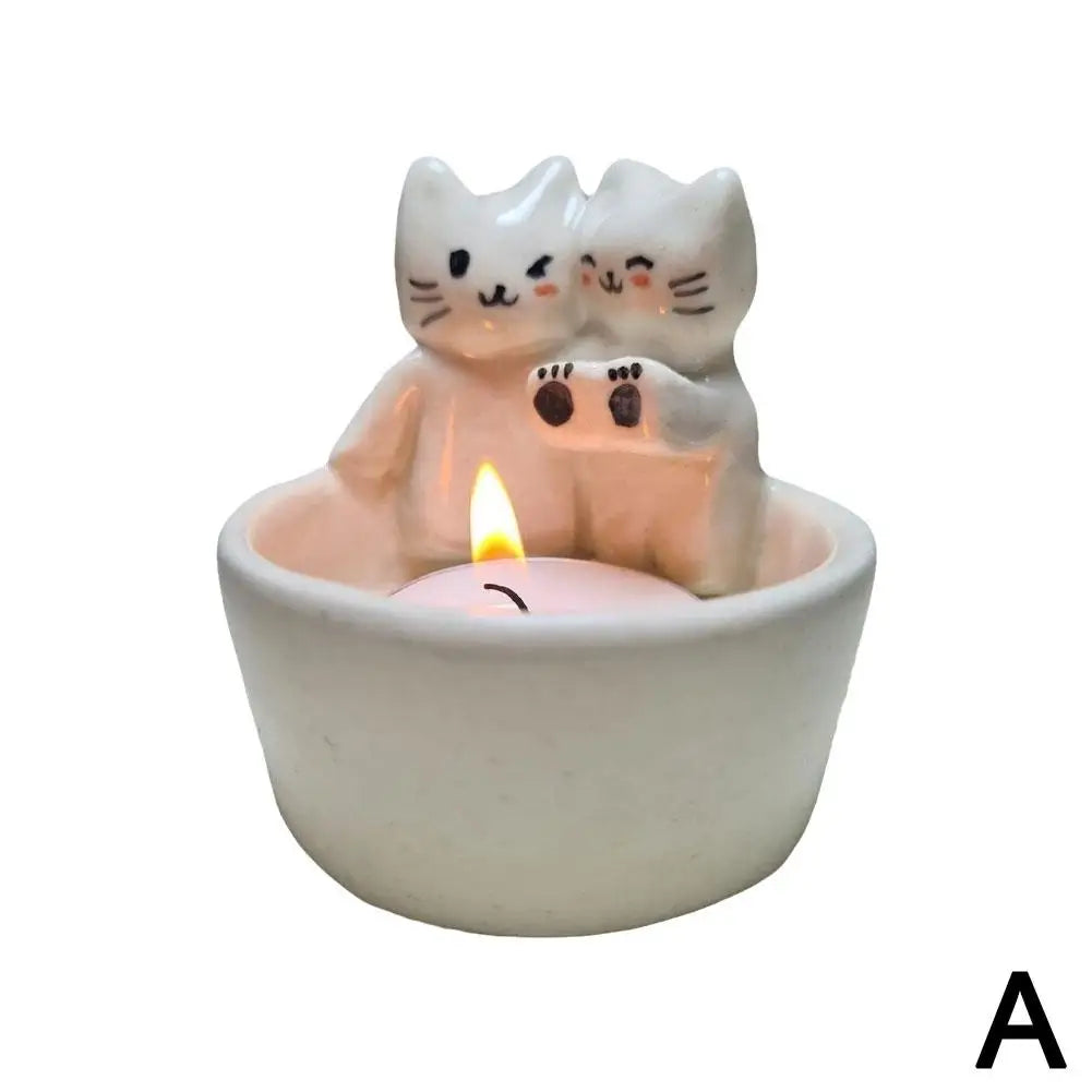 Willow Cat Tealight Candle Holder – Polyresin Figurine