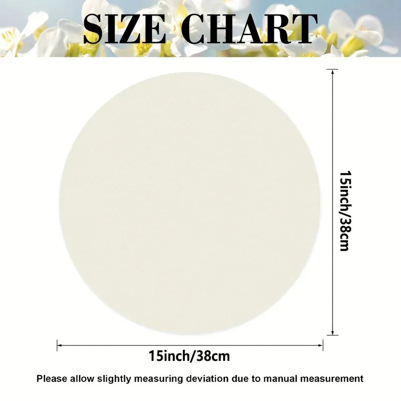 Modern Minimalist Round Polyester Placemats, Set of 4 – 38cm, Neutral Beige for Dining & Kitchen Tables