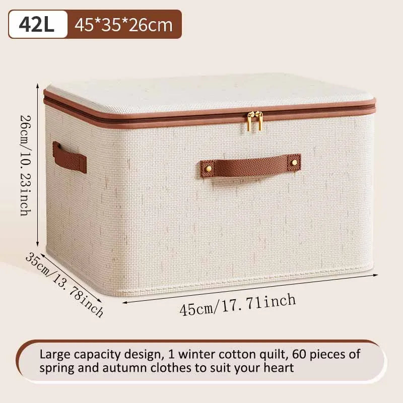 Foldable Zippered Storage Box with Lid for Closet & Bedroom