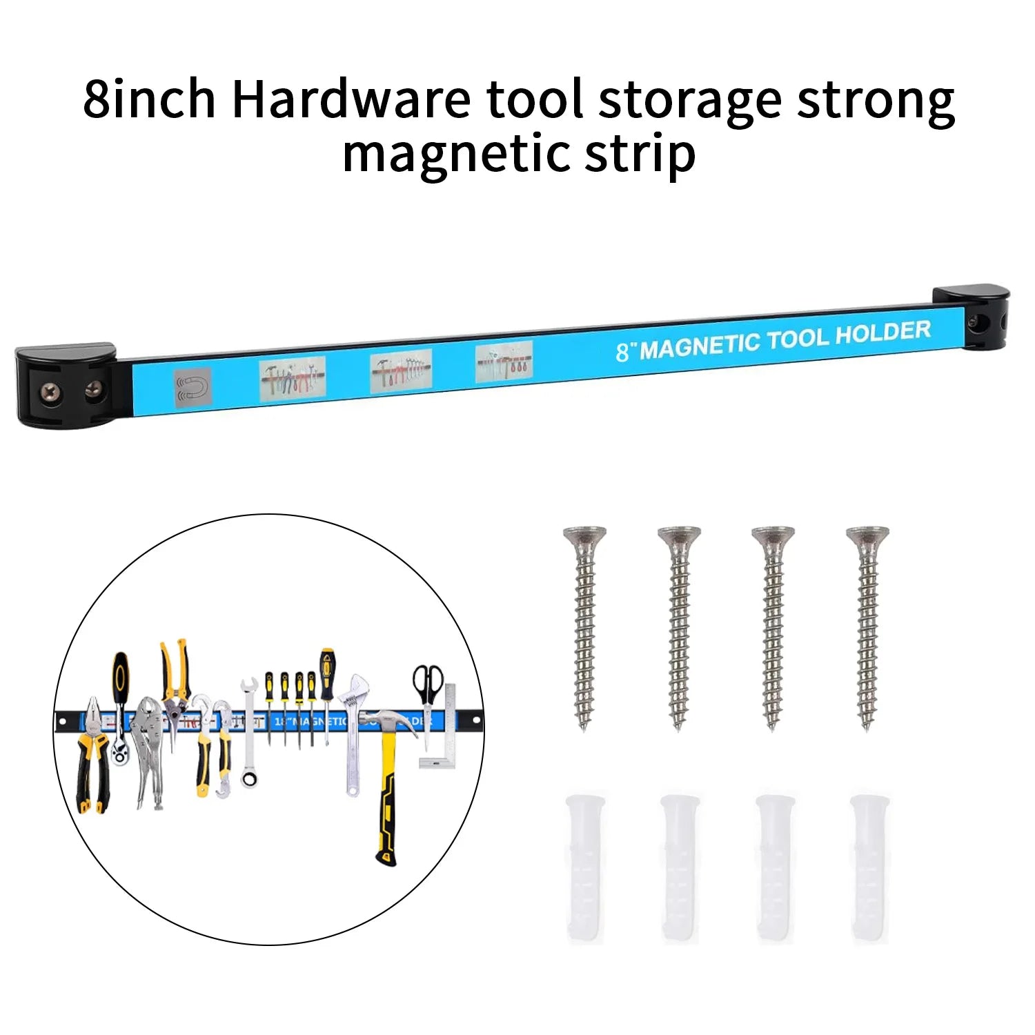 Wall-Mounted Magnetic Tool Holder Strip for Garage, Kitchen, or Workshop