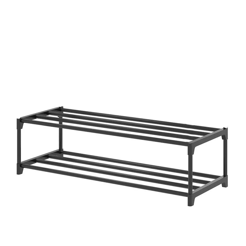 Adjustable Two-Tier Shoe Rack for Entryway or Closet, Black or White
