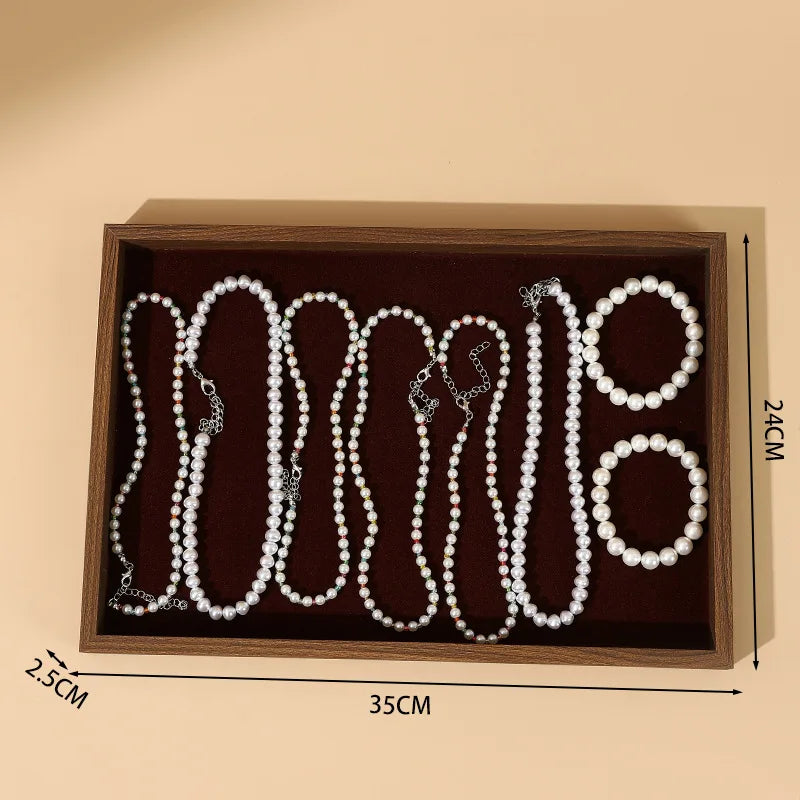 Wooden Jewelry Display Tray for Rings, Necklaces, Bracelets & Earrings