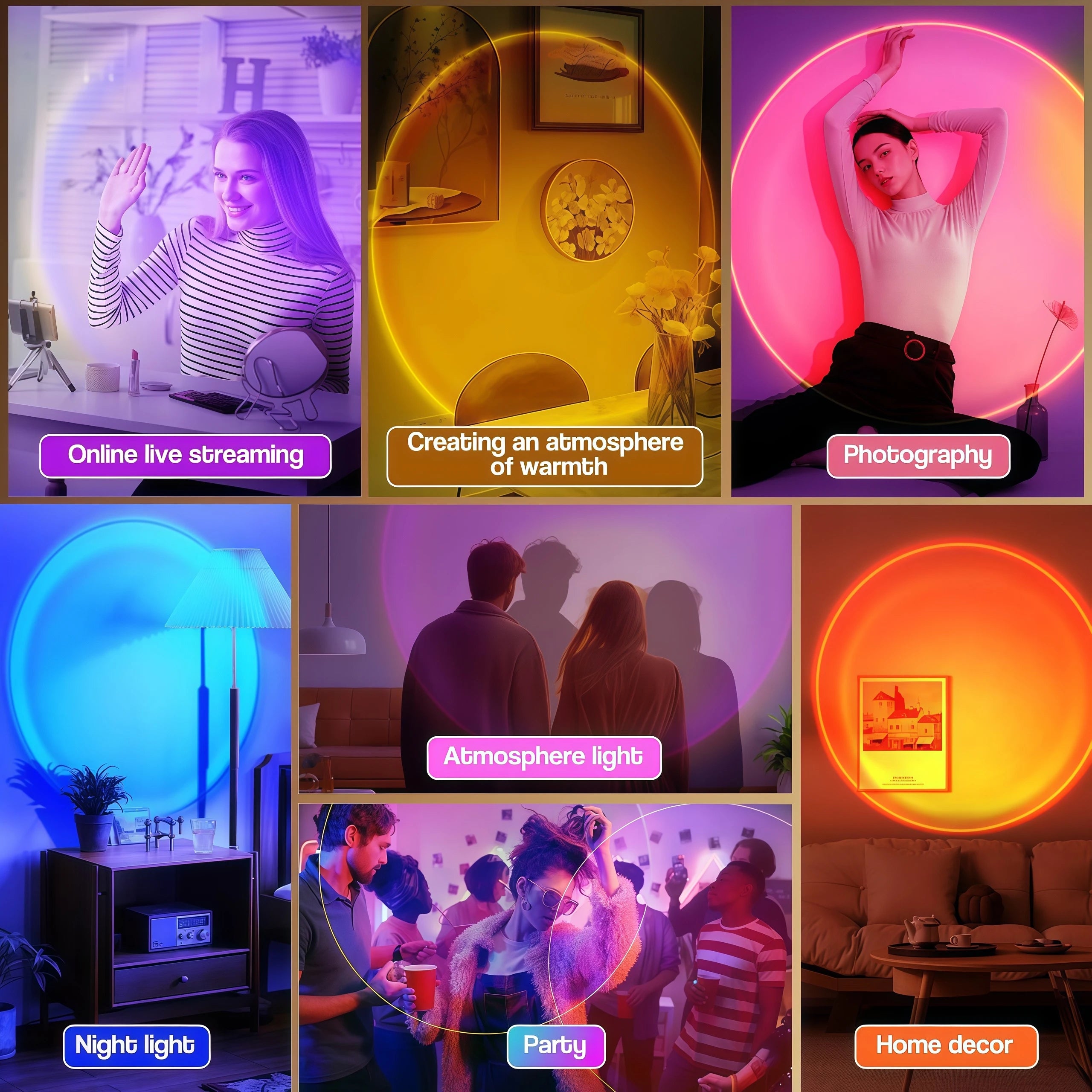 Sunset Projection Lamp with 16-Color Remote Control for Cozy Rooms