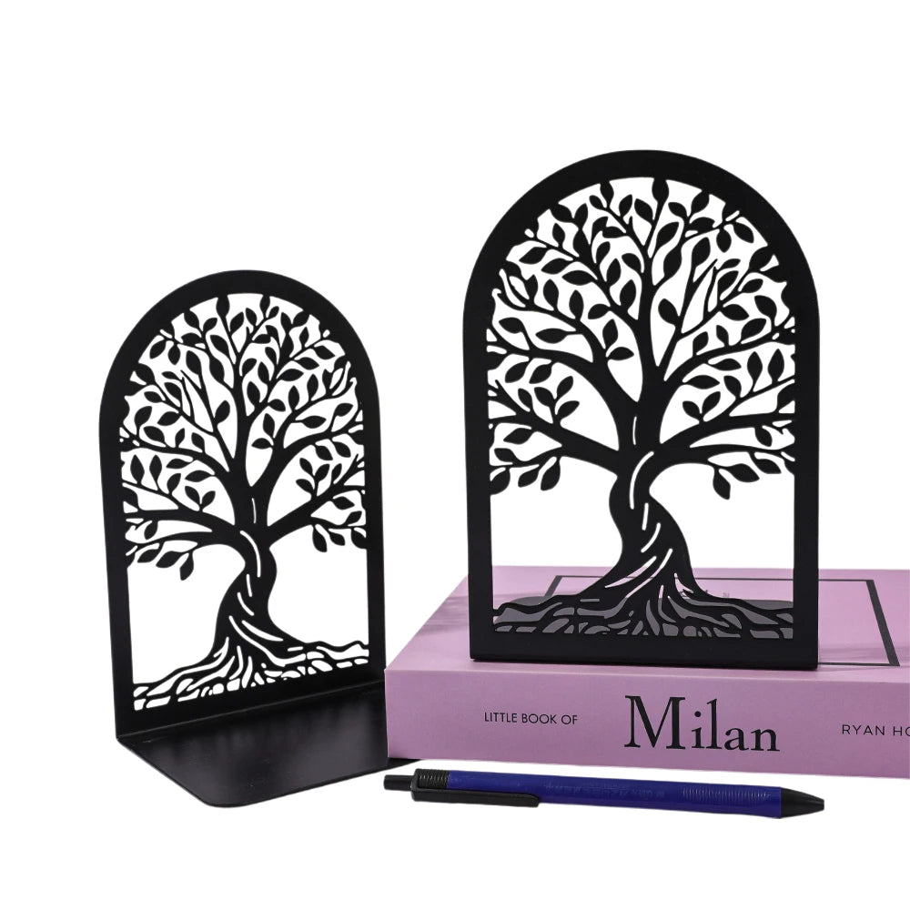 Tree of Life Metal Bookends – Decorative Shelf Organizer for Home or Office