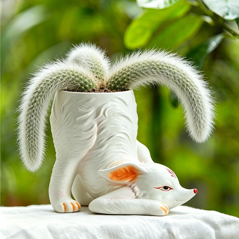 Nine-Tailed Fox Resin Succulent Planter