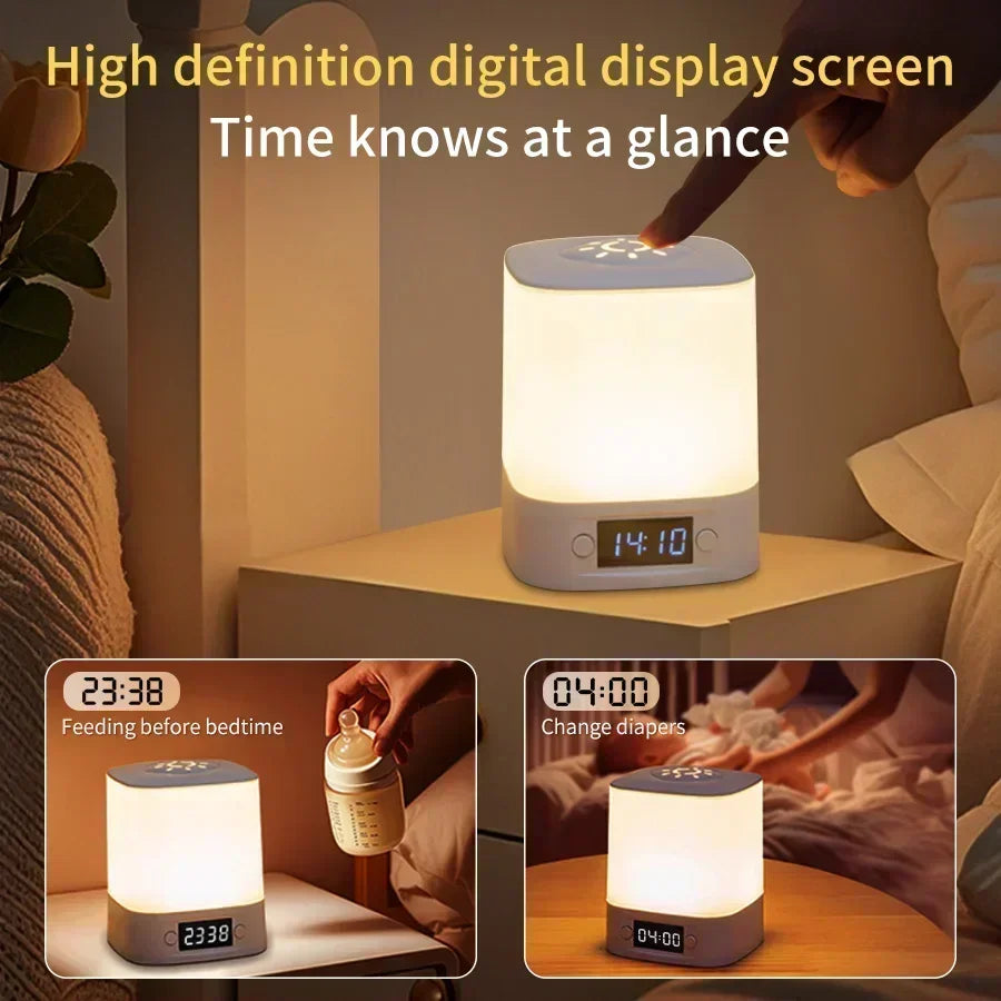 Rechargeable Bedside Night Light with Clock Display