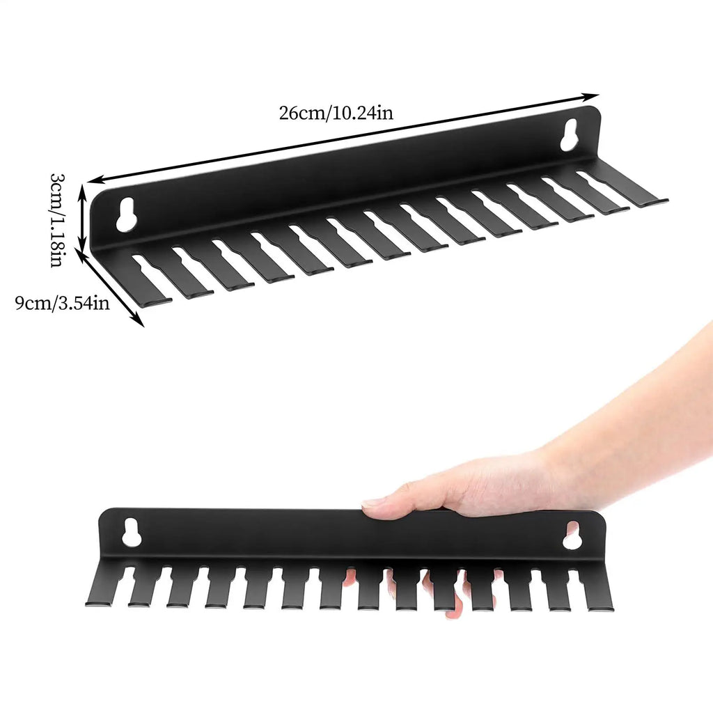 Wall-Mounted Steel Cable Organizer Rack with 13 Slots for Home Office & Workshop