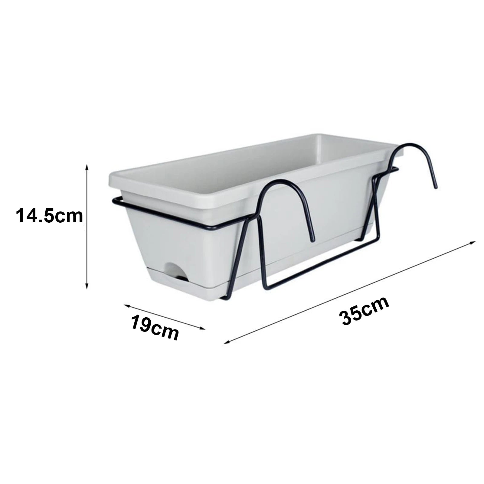 Balcony Railing Planter Box with Drainage Tray and Hanging Rack