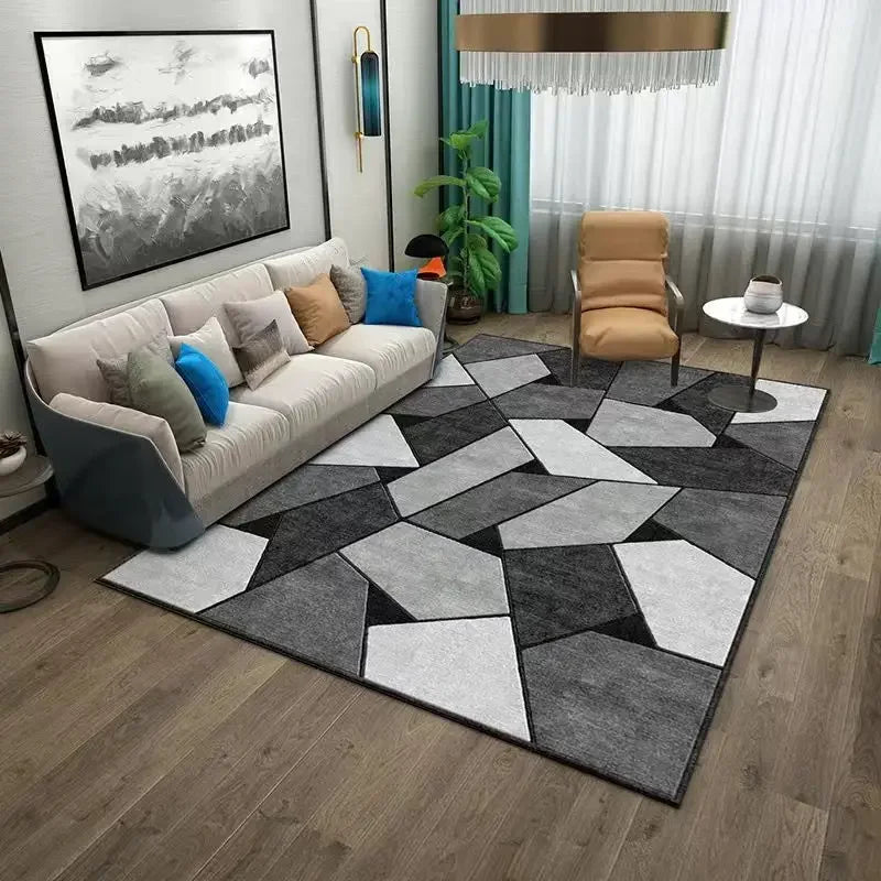 Modern Washable Area Rug with Anti-Slip Backing for Living Room