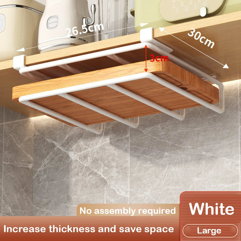 Under Cabinet Metal Storage Rack with Hooks for Kitchen Organization