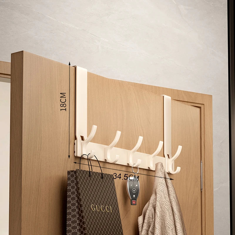 Over-the-Door Aluminum Organizer Rack with Cream Double Hooks