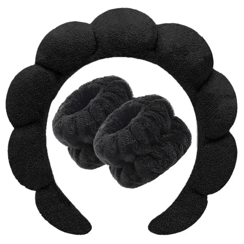 Soft Spa Headband & Wrist Strap Set – 3-Pack for Makeup and Bath