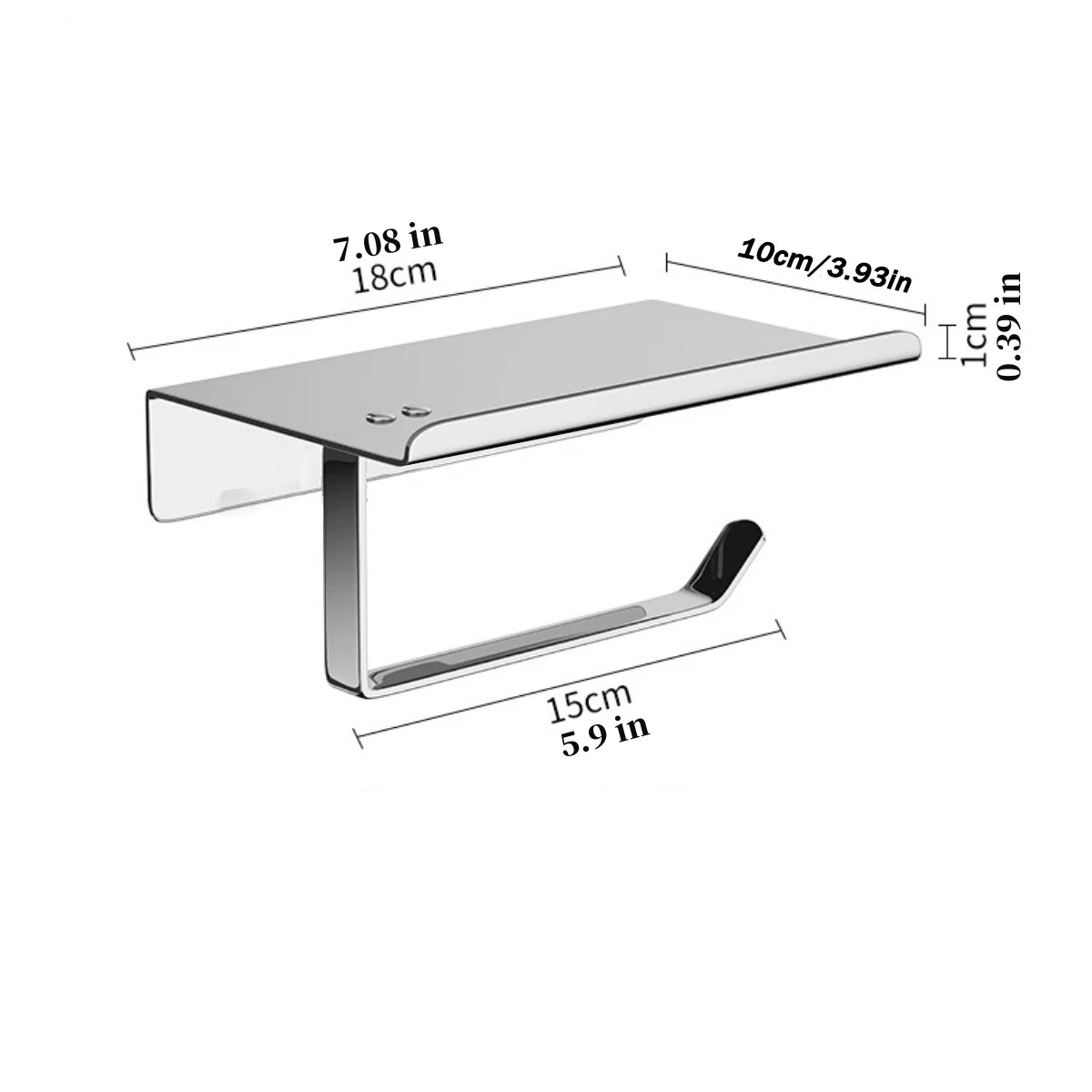 Wall-Mounted Stainless Steel Toilet Paper Holder with Shelf for Bathroom Organization
